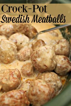 the crock pot swedish meatballs is ready to be eaten