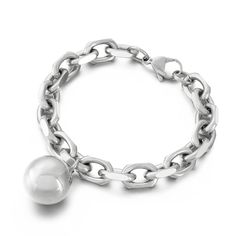 PRICES MAY VARY. Made of high-quality stainless steel, smooth surface, comfortable to wear, will not make the fingers green Chunky link chain bracelet featuring round ball shape charms and lobster claw closure, the ball charms is not solid, so it will not be too heavy to wear Chain length: 8.26 inches, chain width: 0.39 inches, ball pendant: 0.7 inches in diameter Great for daily wear or as a gift to your friends, mother, wife, daughter, granddaughter, or other family members to express your lov Stainless Steel Chain Bracelet With Solid Links, Silver Chunky Chain Round Bracelet, Adjustable Stainless Steel Link Charm Bracelet, Adjustable Stainless Steel Chunky Chain Bracelet, Sterling Silver Rolo Chain Bracelet, Gift, Oval Link, Silver Nickel-free Oval Link Charm Bracelet, Stainless Bracelet, Ball Bracelet, Ball Pendant