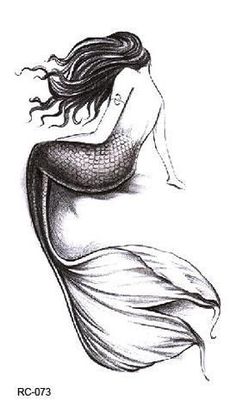 a drawing of a mermaid with long hair