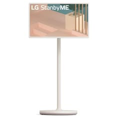 a sign that is on top of a white pole with the words lg standyme above it