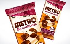 two bars of metro dezertidiask are shown in this image, one is chocolate and the other is white