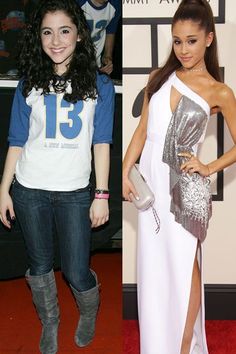 two women in dresses and boots at an awards event, one is wearing a white dress with silver sequins