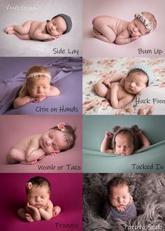 a series of photos showing different babys and their names in multiple pictures, each with the same child's name on it