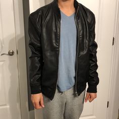 This Zara Men’s Leather Jacket Is In Perfect Condition! Like Brand New. No Flaws Or Stains. Model In Photo Is A Size S For Reference. Please Message Me With Any Questions. Casual Leather Jacket With Zipper For Urban Adventures, Casual Outerwear For Urban Adventures, Classic Zara Leather Jacket For Winter, Zara Classic Leather Jacket For Winter, Fitted Leather Outerwear For Urban Adventures, Zara Casual Biker Jacket For Winter, Casual Black Leather Jacket For Urban Adventures, Casual Leather Jacket For Winter Business, Zara Classic Leather Jacket