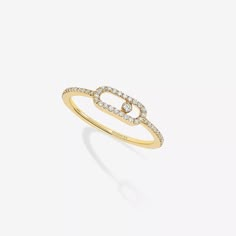 Yellow Gold Diamond Pavé Ring Move Uno | Messika 05630-YG Sweet Ring, Pave Diamond Band, French Luxury, Pave Diamond Ring, Luxury Rings, Expensive Jewelry, Fancy Jewelry, New Year Gift, Women Ring