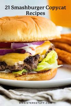 a hamburger on a plate with french fries