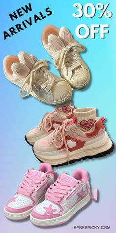 Find your new favorite pair of sneakers with our top 10 kawaii sneaker collection. Kawaii Sneakers, Heels And Sneakers, Aesthetic Sneakers, Platform Shoes Sandals, Hello Kitty Shoes, Kawaii Shoes, Boots Platform, Fancy Shoes, Kawaii Aesthetic