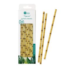 two bamboo sticks are in the packaging