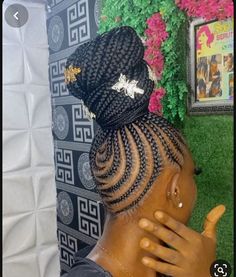 All Up Cornrow Hairstyles, Up Do Cornrow Hairstyles, Up In One Cornrow Braids, Braids In A Bun Black Women, Medium Feed In Braids Ponytail, Quick Braid Styles Black Hair With Weave, Hair Braided Into Ponytail, Fulani Braids Black Women, Braided Ponytail Hairstyles Feed In