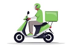 a man riding on the back of a scooter with a tv strapped to it