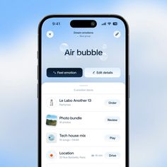 an iphone with the air bubble app on it's screen and texting below