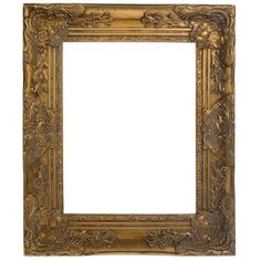 an ornate gold frame with flowers and leaves on the edges, isolated against a white background