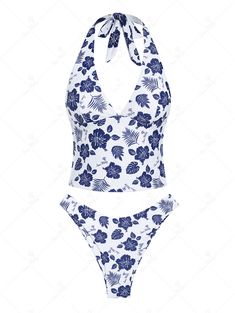 PRODUCT DESCRIPTIONFeatures:Wire Free,Padded (Removable Pads),LinedMaterial:Polyester,SpandexNeckline:HalterPattern Type:Floral,Plant,LeavesSwimwear Category:Tankini SetType:Tank Style SwimwearFabric Stretch:High Stretch Summer Bathing Suits One Piece, Swimsuits Tankini, Appropriate Bikinis, Cute Floral Swimsuit, Swimsuits Cute, Blue Floral Print Tankini For Beach Season, Modest Cute Swimwear, Pastel Swimsuit, Tankinis For Women