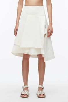 Layered Flounce Skirt – 3.1 Phillip Lim Chic Skirt With Layered Voluminous Hem, Chic Voluminous Skirt With Layered Hem, Asymmetrical Layered Hem Skirt For Spring, Asymmetrical Skirt With Pleated Hem For Spring, Spring Skirt With Layered Asymmetrical Hem, Spring Cotton Flowy Wrap Skirt, Spring Cotton Skirt With Asymmetrical Hem, Spring Skirt With Layered Hem And Voluminous Fit, Cotton Skirt With Asymmetrical Hem For Spring