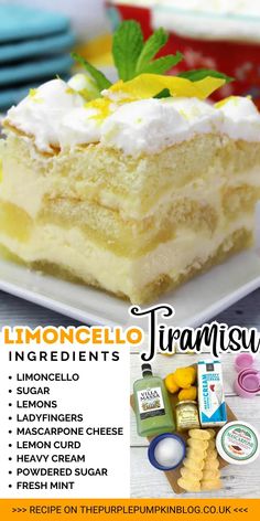 an advertisement for lemoncello trirami desserts