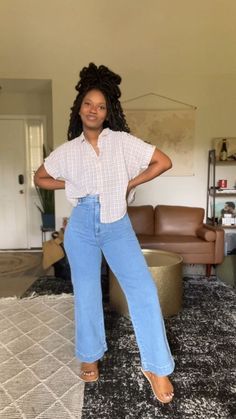 Counselor Outfits Women Casual, Button Up Shirt Outfit Teacher, College Professor Outfits Women Summer, Curvy Classic Style, Casual Summer Teacher Outfits, Black Teacher Outfits African American, Midsize Summer Outfits Casual, Creative Business Casual, Professional Development For Teachers Outfits