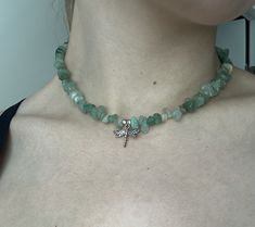 This necklace was made with real aventurine crystal beads with a sterling silver dragon fly charm pendant. Fairy Witch, Find Your Aesthetic, Witch Vibes, Diy Necklaces, Grunge Jewelry, Aventurine Crystal, Dragonfly Charm, Necklace Ideas, Dragon Fly