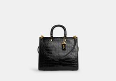 Luxury Coach Shoulder Bag For Work, Luxury Coach Shoulder Bag For Formal Occasions, Luxury Coach Shoulder Bag With Top Handle, Luxury Alligator Leather Bags For Women, Alligator Purse Handbags, Luxury Alligator Leather Satchel With Double Handle, Designer Alligator Leather Shoulder Bag, Luxury, Crocodile Purse, Signature Hardware