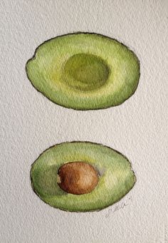 two slices of avocado are shown in this drawing