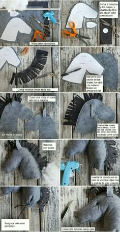 the instructions for how to make a felt horse head