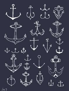 an image of various anchors on a green background