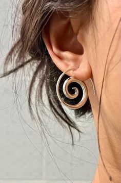 Sterling Silver Spiral Earrings, Simple Rustic Handmade Tribal Thick Spiral Hoop Swirl Coil Women or Men Earrings - Etsy Thailand Spiral Hoop Earrings, Spiral Hypoallergenic Hoop Earrings, Adjustable Spiral Hoop Earrings, Metal Spiral Wrap Earrings, Spiral Metal Wrap Earrings, Silver Spiral Hoop Earrings, Metal Spiral Wrap Single Earring, Fake Gauge Earrings, Industrial Jewelry