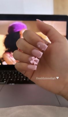 Nails Blackgirl, Ribbon Nails, Holiday Acrylic Nails, Coquette Nails, Acrylic Toe Nails, Summery Nails, Girly Acrylic Nails, French Tip Acrylic Nails, Her Nails