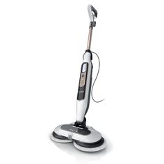 an electric floor polisher on a white background