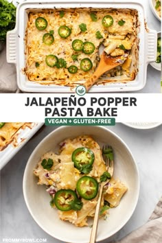 jalapeno popper pasta bake in a white casserole dish