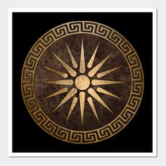 a gold and black circular design on a black background