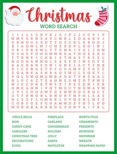 a christmas word search with santa clause on it