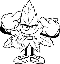 a cartoon character with leaves on his head and hands in the shape of a fist