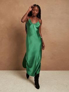 Silk Maxi Slip Dress | Banana Republic Summer Cocktail Attire, Snake Print Dress, Silk Maxi, Silky Dress, Maxi Slip Dress, Silk Midi Dress, Stretchy Dress, Silk Maxi Dress, Sleeveless Floral Dress