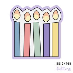 the bright colored pencils are lined up in a row, with text that reads brighton cutters