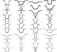 an image of different types of lines and shapes in the form of letters with numbers on them