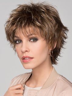 Click Wig by Ellen Wille | Short & Choppy – Wigs.com Wavy Bob Hairstyles, Short Hair Wigs, Curly Bob Hairstyles, Brown Wig, Short Haircut, Short Blonde, Short Wigs, Short Hair With Layers, Pixie Cuts