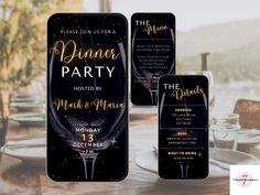 the dinner party has been set up with menus and place cards