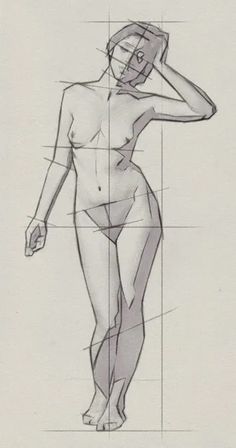 a drawing of a woman with her hand on her head and one arm behind her head