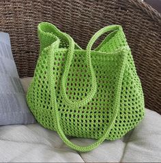 Beachbag / marketbag cotton crochet bag , washable Knitted Tote Beach Bag For Vacation, Lightweight Tote Crochet Bag For Shopping, Lightweight Crochet Shopping Tote Bag, Lightweight Crochet Tote Bag For Shopping, Summer Crochet Knitted Bag, Eco-friendly Crochet Tote Beach Bag, Green Crochet Tote Straw Bag, Eco-friendly Crochet Beach Tote Bag, Knitted Straw Bag For Summer Beach