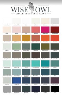 the color chart for wise owl chalk paint