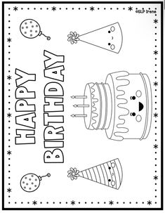 happy birthday coloring page for kids