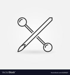 two crossed screws and a wrench line art icon on white background with shadow