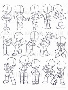 cartoon character poses and expressions for children to learn how to draw the characters in their own hands