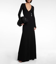 V Neck Maxi Dress, Evening Gown Dresses, Victoria Dress, Maxi Knit Dress, Capsule Collection, Black Maxi Dress, Victoria Beckham, Evening Gowns, Gowns Dresses