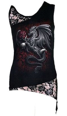 Spiral - Dragon Rose - Adjustable Shoulder Lace Vest Top - Black [TR326282] - £21.99 : Gothic Clothing, Gothic Boots & Gothic Jewellery. New Rock Boots, goth clothing & goth jewellery. Goth boots and alternative clothing Rose Clothes, Gothic Fashion Victorian, Lace Vest Top, Goth Fashion Punk, Lace Vest, Gothic Clothes, Rose Lace, Black Lace Tops