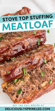 A must-try weeknight dinner for family! This meat main dish features a stove top stuffing recipe. Smothered in BBQ sauce, this meatloaf with stuffing is so good! Meatloaf With Stuffing, Easy Dinner With Chicken, Stove Top Stuffing Meatloaf, Stuffing Meatloaf, Stove Top Stuffing Recipes, Dinner With Chicken, Dinner For Family, Stove Top Stuffing