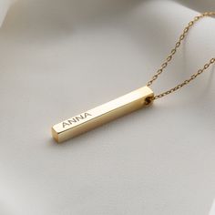 Vertical Bar Necklace for Women Personalized with Location, Date, Name Engraved Necklace Gold Silver or Rose Gold 4 Name Necklace Bar Gift Personalized 3D Bar Name Necklace a great idea if you are looking for a personalized gift idea for someone special. Name necklaces are stylish and trendy today. If you are interested in personalized jewelry, you will fall in love with the necklace that bears your name on it. Necklaces with their names and initials are a fun way to compose some of your most beautiful moments. The Custom Name Necklace have a charming and cheerful style, which allows them to effortlessly blend themselves with any personality type. This style is always a favourite when it comes to finding letter necklaces that will suit your personality. Personalized Rose gold NameNecklace Mom Daughter Jewelry, Necklace Bar, Vertical Bar Necklace, Bar Gift, Daughter Jewelry, Vertical Bar, Bar Gifts, Custom Name Necklace, Engraved Necklace