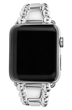 Turn your Apple Watch into a piece of fine jewelry with this band featuring sterling silver and signature Caviar beading. Compatible with 42mm Apple Watch (not included) Sterling silver Imported Luxury Adjustable Watch Band With Stainless Steel Clasp, Luxury Silver Watch Bands With Stainless Steel Clasp, Modern White Gold Watch Bands With Stainless Steel Clasp, Luxury Silver Watch Accessories With Bracelet Strap, Modern Rectangular Watch Bands With Polished Finish, Luxury Silver Stainless Steel Apple Watch Band, Classic Silver Apple Watch Band With Polished Finish, Modern Silver Apple Watch Band For Formal Occasions, Adjustable Silver Watch Band For Formal Occasions