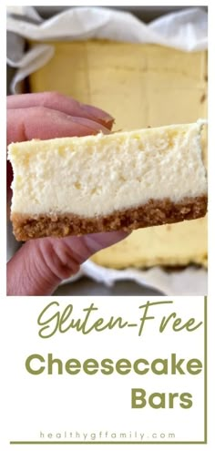 Gluten-Free Cheescake Bars – healthyGFfamily.com Cheesecake Bar, Gluten Free Foods, Gluten Free Graham Crackers, Best Gluten Free Desserts, Gluten Free Cheesecake, Recipes Bread, Gluten Free Christmas, Chocolate Heaven