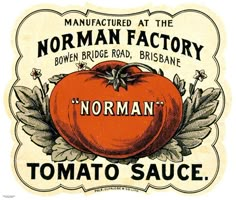 an old tomato label with the words normann factory on it